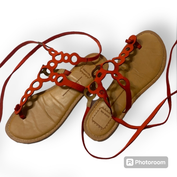 NWOT Dolce Vita Leather lace-up Strappy Orange Jolee Perin Gladiator Sandal - Picture 2 of 11